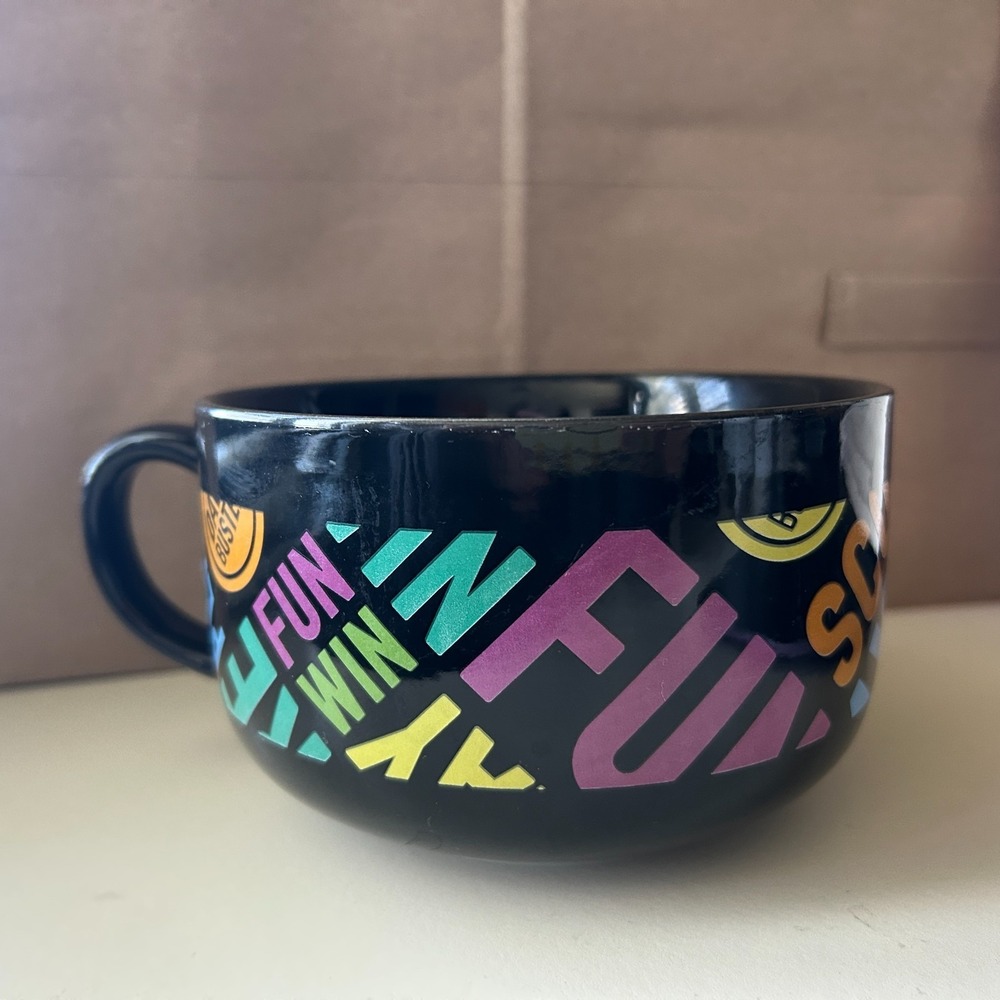 Dave & Busters Bowl Mug Black Soup 28oz Prize Arcade Giant Large Video Game 2017